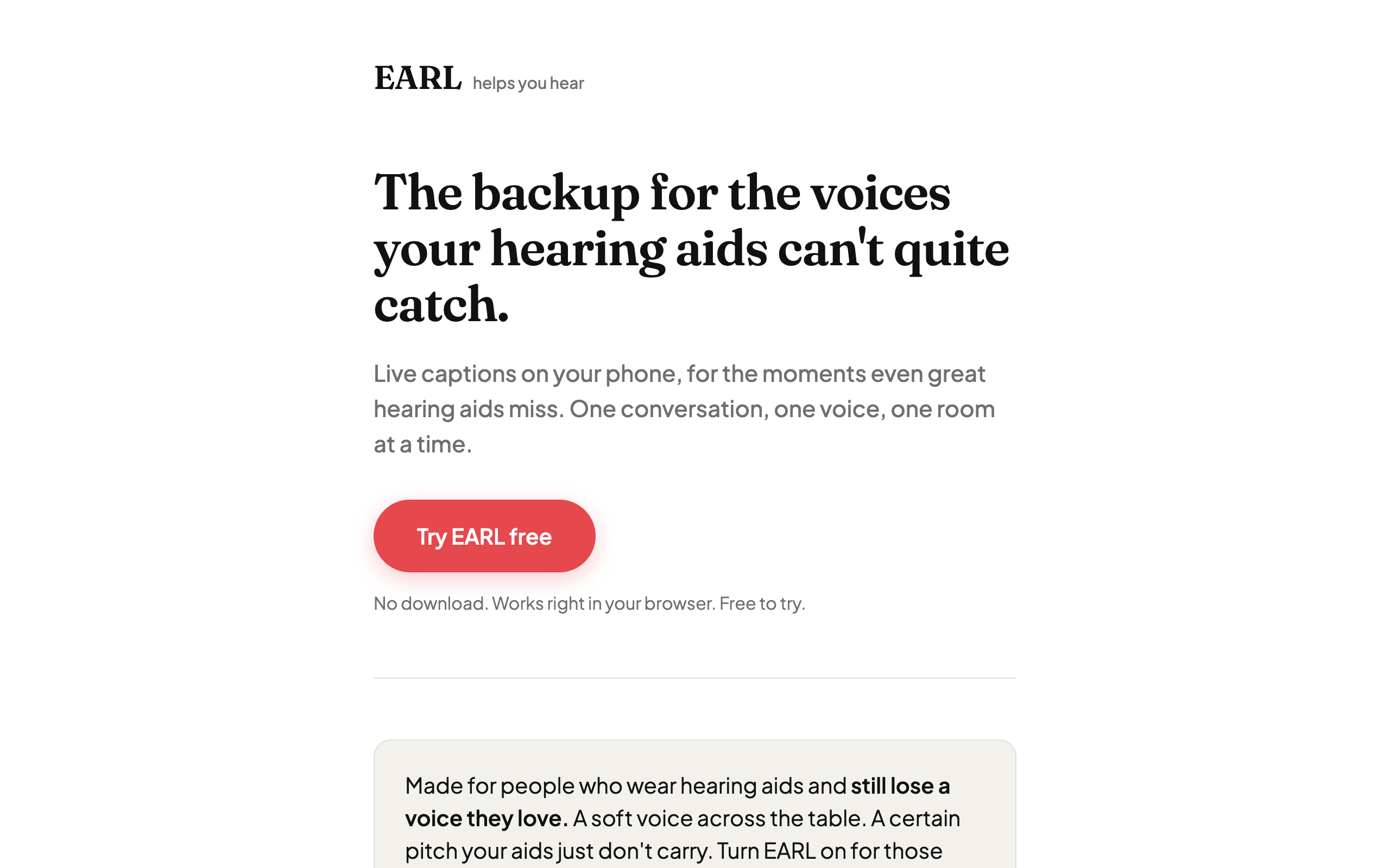 Earl on desktop: the backup for the voices your hearing aids can't quite catch